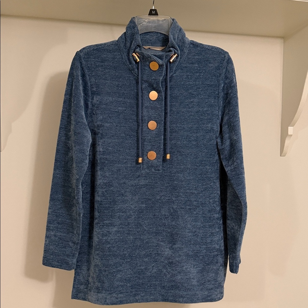 Soft Surroundings Blue Pullover Tunic with Button Placket